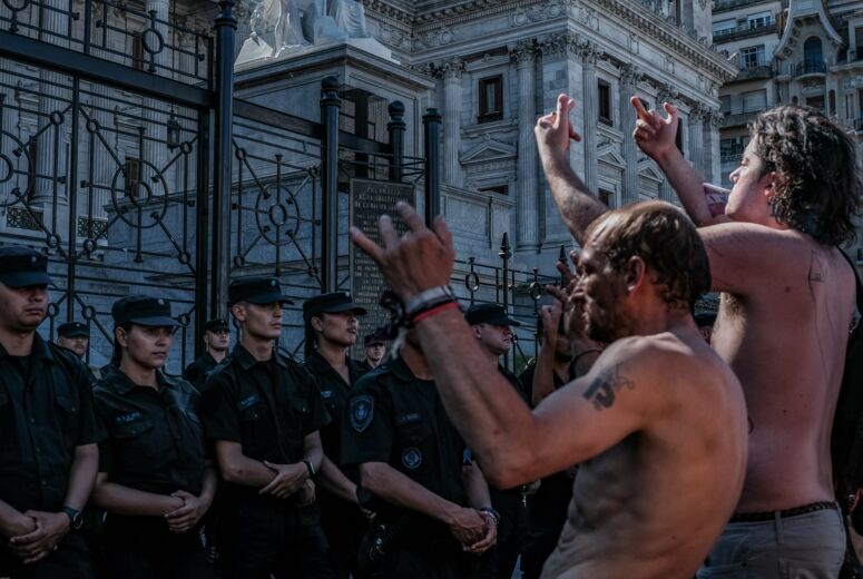 Proteste gegen die Kürzungspolitik in Argentinien beim Generalstreik am 24. Januar