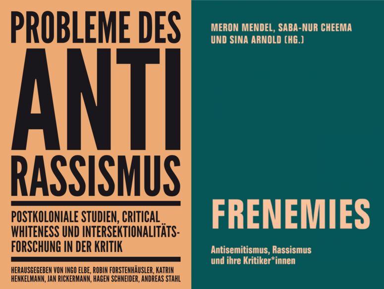 Cover der Bücher »Frenemies« und »Probleme des Anti-Rassismus« mit Schrifttiteln ohne Foto