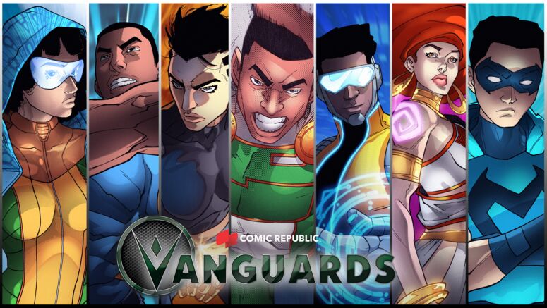 Ausschnitte der Profile der verschiedenen Superheld*innen der Vanguards sind zu sehen.