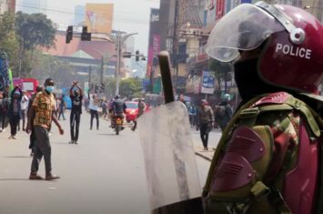 Polizei im Einsatz gegen Protestierende in den Straßen von Nairobi, Kenia 2024